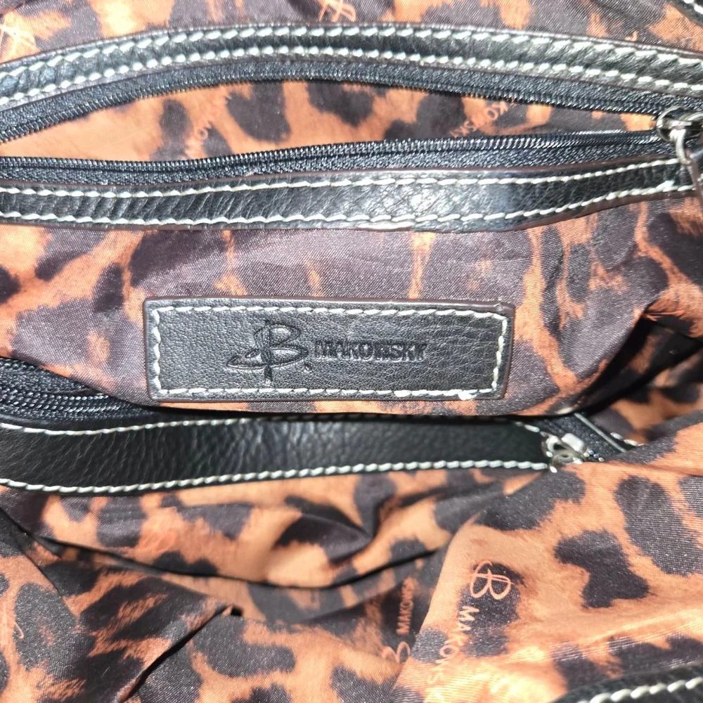 b. makowsky Large Multi Color Leather Hobo Bag in Beige, Black, Silver & Brown - Picture 12 of 14